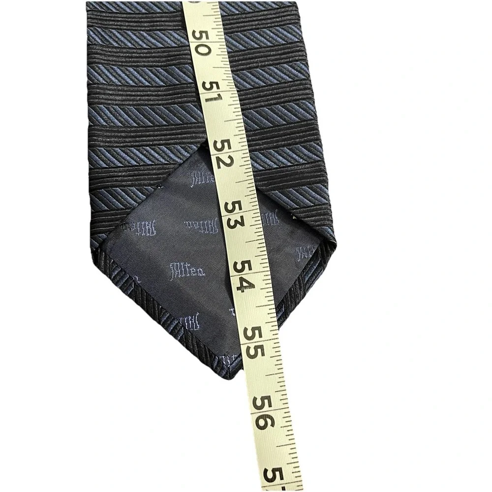 NeckTie Silk Vertical & Horizontal Stripes Blue & BLACK Color Men Tie Italy Made